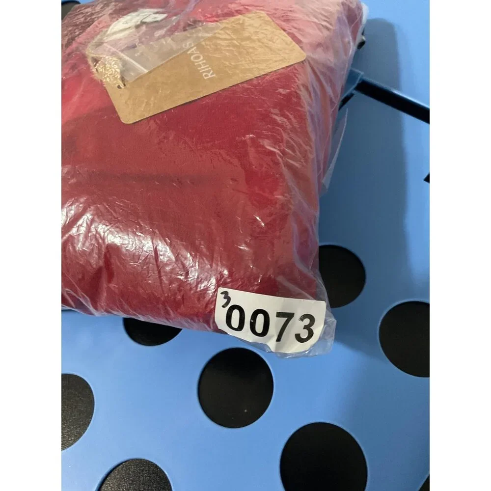 RIHOAS Women's Red V-Neck Puff Sleeve Slit Midi Dress NEW size Medium - Picture 14 of 14